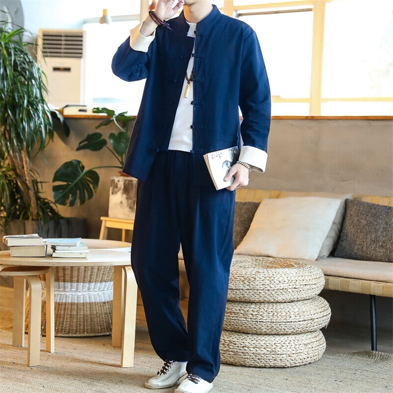 2025春夏新款长袖长裤套装风汉服唐装四季1512-2003-P65,男装休闲套装,星座1512