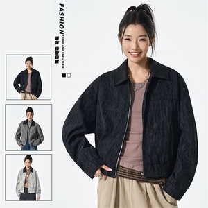 复古工装夹克男2025秋季新款宽松翻领外套夹克上衣JS5622-P78图片