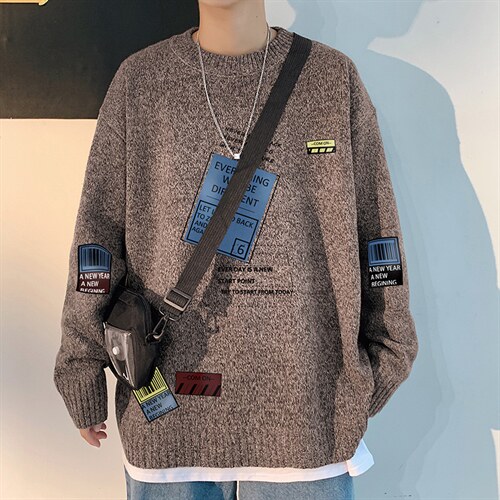 ！2023秋冬高品质男士圆领毛衣大码潮牌针织衫M215P50控68图片