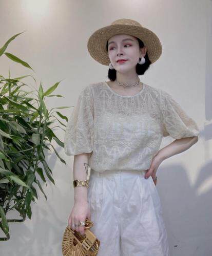 现货，夏季蕾丝棉上衣，女装，瑟拉·女人缘