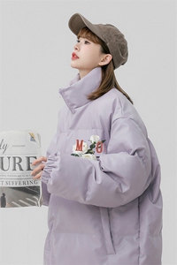 中性风23冬季时尚百搭宽松字母印花潮流皮棉服外套MY451P118控158图片