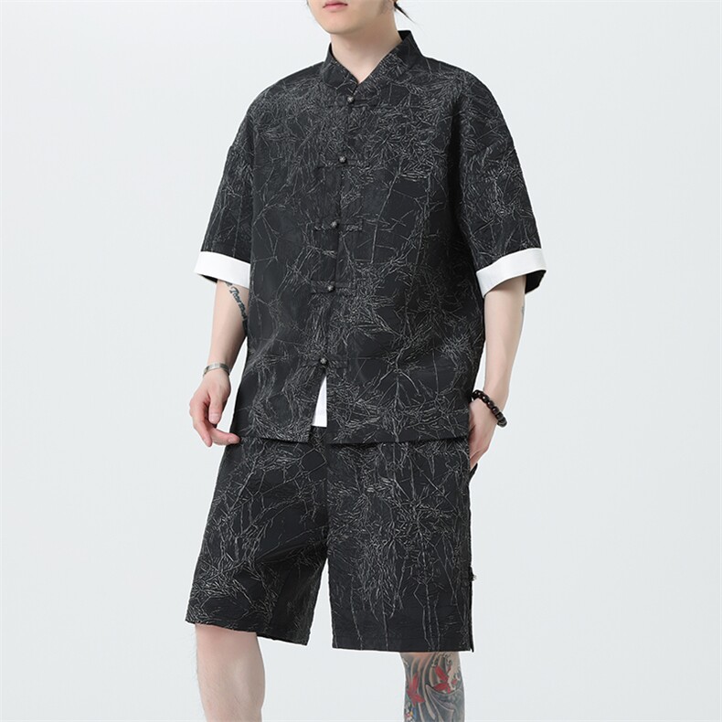 2026夏季新款风男装新中式盘扣肌理感套装短袖+短裤A98-P105，男装牛仔裤，电商B277(原6028)