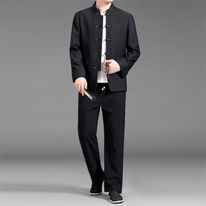 春秋季新款男士唐装套装休闲刺绣中年立领风 MJ7108-P160图片