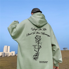 ！秋季重磅宽松大码港风玫瑰花印花连帽卫衣LW126-特p35，男装卫衣，星座508（原C305）