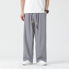 男宽松大码棉麻直筒长裤2025春夏风阔腿休闲裤2405-P55，男装休闲裤，电商A008