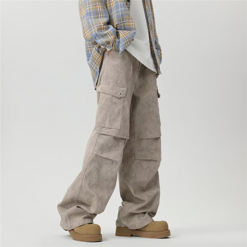 美式复古夏季新款口袋直筒阔腿工装裤男宽松伞兵裤休闲NZ41/P60,男装工装外套,星座506