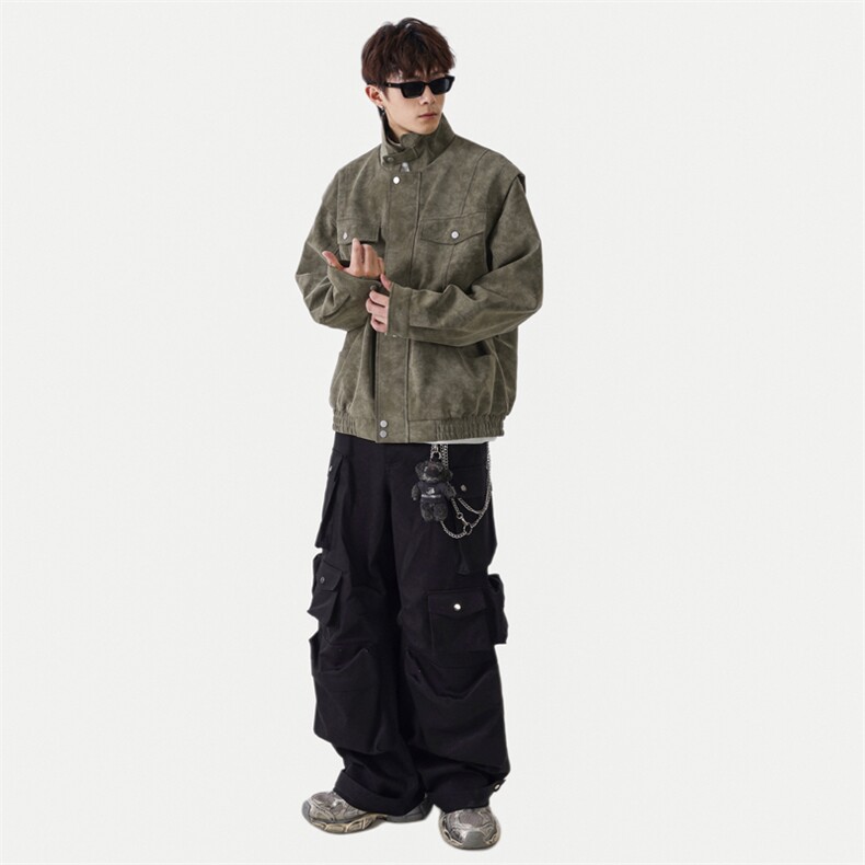 得物二开男美式复古仿麂皮PU皮夹克翻领简约宽松外套JK1240-P98,男装夹克,星座1103-3