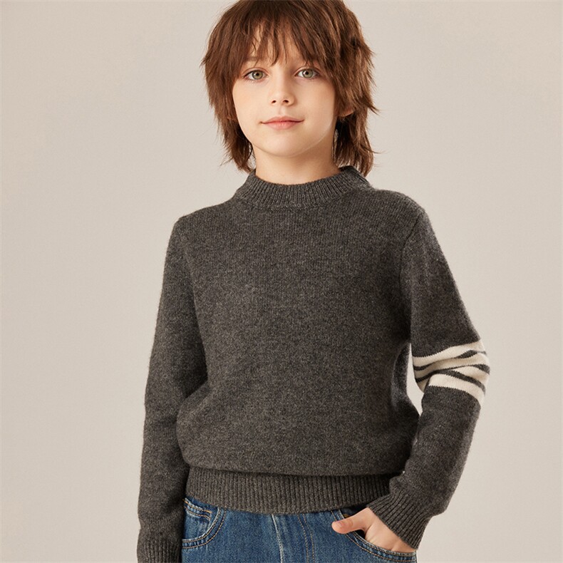 轻柔软糯baby小山羊绒男女童半高领正肩四道杠加厚套头针织衫毛衣，童装儿童羊绒衫，旭泰羊绒