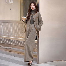 2025年秋季时尚潮流优雅千鸟格加厚套装，女装套装/套裙，贵人树