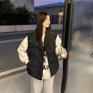 现货5W件冬季三防硬挺boxy短款立领棉衣马夹外套加厚马甲保暖棉服图片