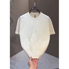 2026夏季新款时尚风刺绣设计短袖T恤男士圆领纯棉休闲百搭半袖，男装T恤，星座506A