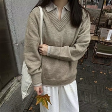 慵懒原宿流行潮百搭气质(北极绒假两件毛衣ins日系新款MZ849-P53，男装针织衫/毛衣，星座412-1