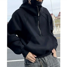 美式半拉链立领卫衣男款秋季小众解构外套连帽衫WY0558-P55，女装短外套，星座308B-2