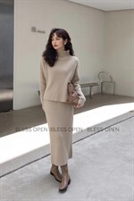 冬季新款气质简约百搭保暖羊毛套装，女装职业装，BLESS OPEN