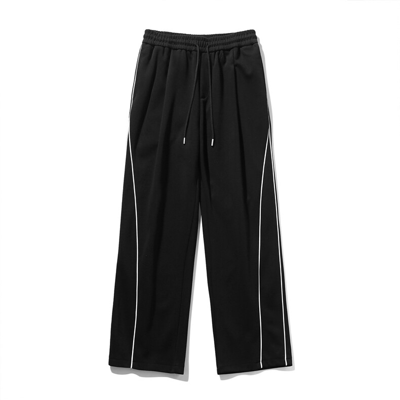 青春活力风侧边条纹直筒休闲裤宽松垂感显瘦运动裤K8458-特价P34，女装休闲裤，电商A007-1