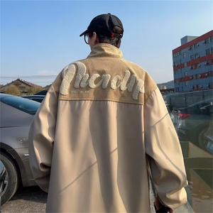 A324-P58 秋季日系复古外套男2024新款小众设计感拼接撞色夹克图片