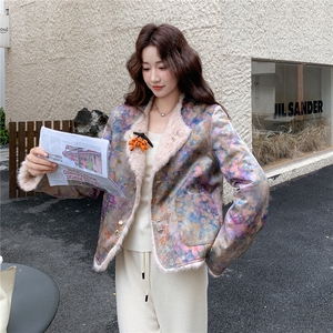 8678 粉色轻风两穿羊羔毛小香风外套8678-P200-K288图片