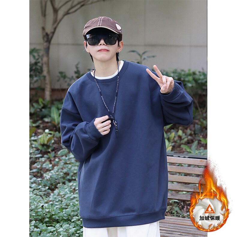 光板重磅圆领卫衣加绒保暖W4691JR（加绒）特P30/常规W4691-特P25,男装棉衣,电商A007