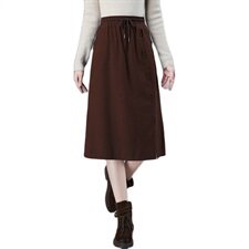 2021秋冬新品纯棉抽绳松紧半身裙301款，女装半身裙，秋牧寒烟