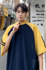 短袖男夏季新款港风宽松拼接体恤上衣T8218-32，男装T恤，星座214-3