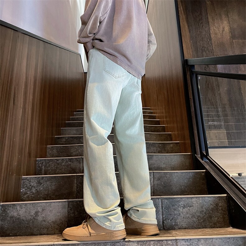 美式街头黄泥色牛仔裤男洗水做旧直筒长裤高街潮XN082-P40,男装牛仔裤,星座1001-1