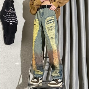 慵懒长裤帅气夏季潮流牛仔裤新款青春流行宽松直筒N5154P62图片