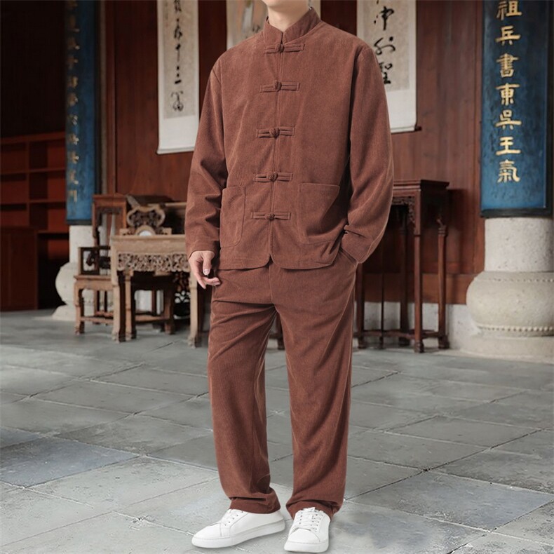 男士外套灯芯绒夹克套装盘扣立领风XZ1512-2501套装-P110,男装休闲套装,星座1512