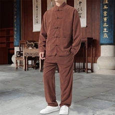 男士外套灯芯绒夹克套装盘扣立领风XZ1512-2501套装-P110，男装休闲套装，星座1512