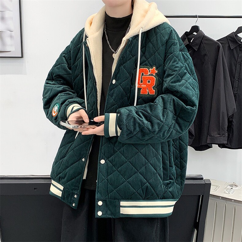 冬款港风加棉加厚潮牌棉服假两件连帽外套男士8135-P140控价178,男装棉衣,电商A441-1