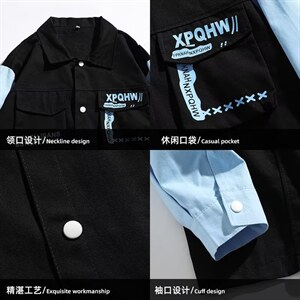 拼接撞色港风外套男潮春秋2025新款潮流街头Ins学院风夹克男JK05图片