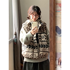 JY742-P75费尔岛羊羔毛夹棉马甲外套，女装短外套，星座1501-3