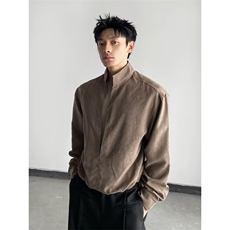 潮牌长袖衬衫男款2026春秋季新款假两件设计宽松ins时尚衬衣，男装衬衫，星座506A