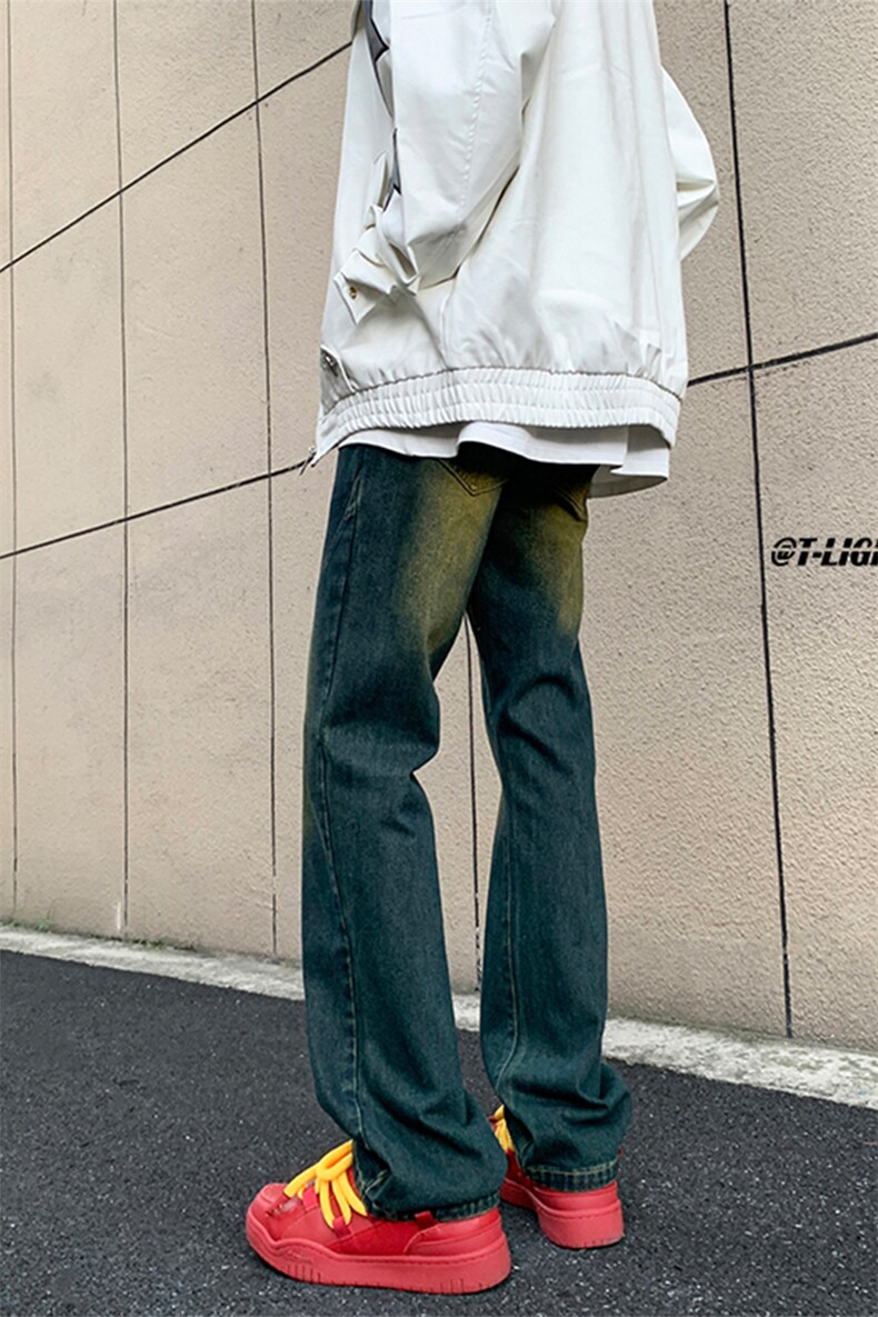 美式ins高街hiphop微喇复古蓝牛仔裤货号K2322P65控78,男装牛仔裤,电商A063