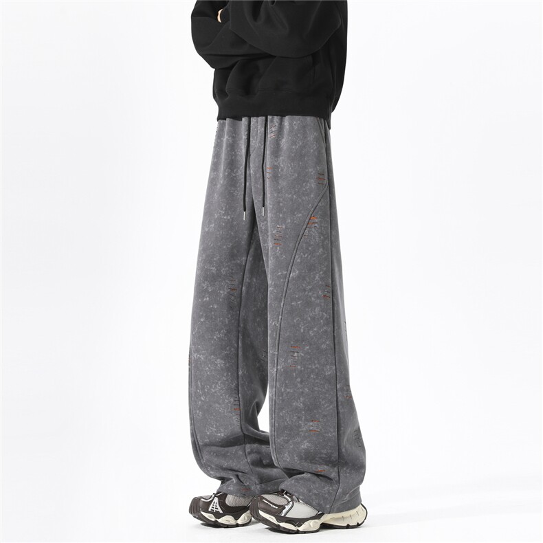 815A-K317-P45特控88扎染脏脏裤破洞裤子重磅美式复古直筒休闲裤，男装休闲裤，星座815A