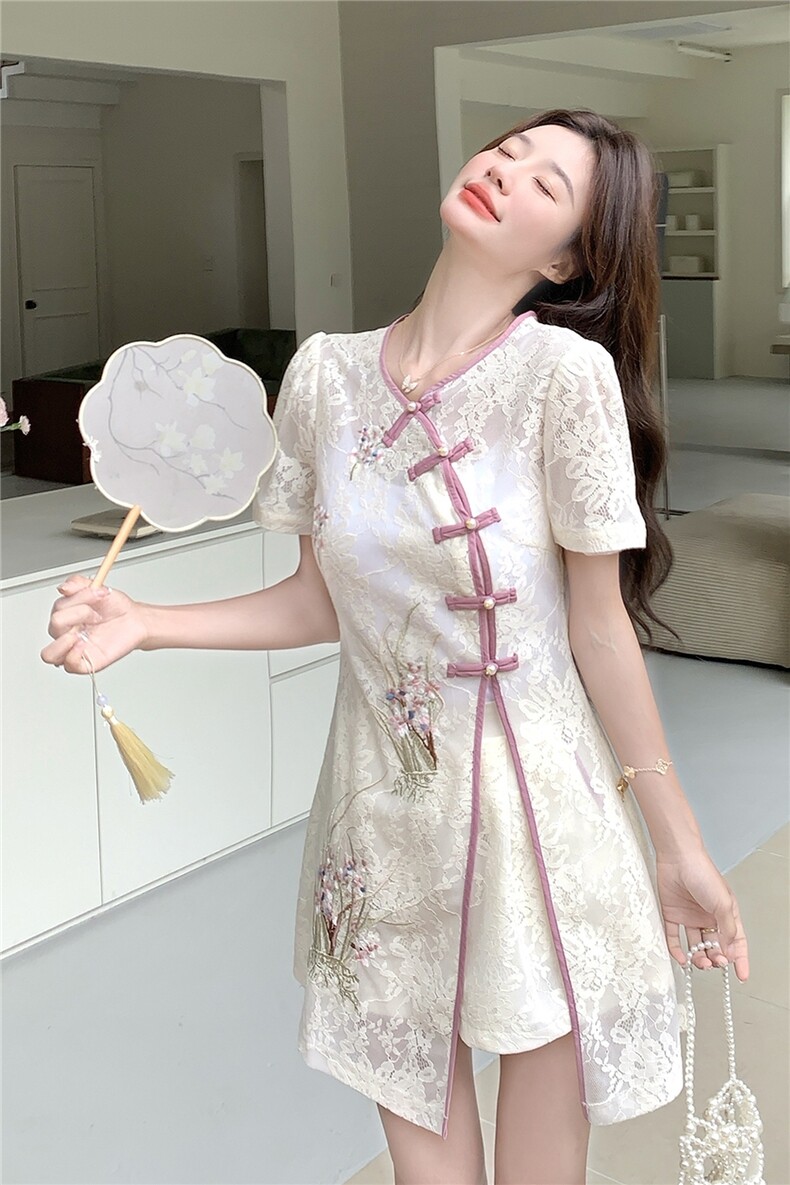 新中式国风绣花上衣短裤套装女夏2025新款甜美显瘦大方得体两件套,女装套装/套裙,2B237