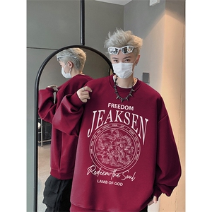 抖音品质秋季新款美式高街印花仿棉圆领卫衣wycm272-特批28控49图片