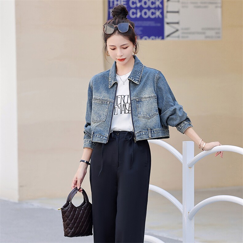 2023秋款时尚修身显瘦牛仔外套女，女装牛仔外套，凯瑟曼