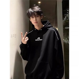 美式重磅卫衣男款加厚秋冬季美式潮牌字母刺绣外套连帽LW155-P45图片