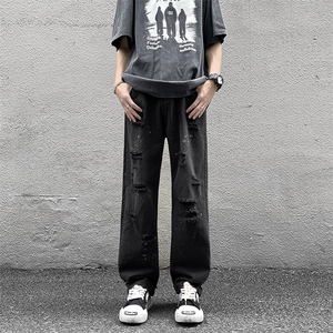 牛仔裤男夏季薄款美式高街vibe风破洞宽松休闲长裤子N0764-P43图片