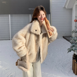 新款！环保皮草两面穿皮毛一体派克服外套2C133-6009-P255-K378图片