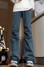 高品质B221美式ins高街暗黑宽松微喇牛仔裤LK24339-P60控78，男装牛仔裤，电商B221