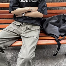 复古工装裤男女潮宽松直筒褶皱伐木伞兵休闲裤KH133，男装休闲裤，星座1116A-1（原606A）