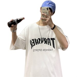 2025夏季短袖t恤男潮流韩版时尚港风字母t恤衫A210-A8325-P25控38图片