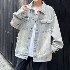 2025年新款美式复古破洞牛仔外套M-3XL-WT002-P65，男装工装外套，星座417-1（原电商B245）