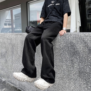夏款男牛仔裤工装大口袋刀割直筒长裤NK817 P55图片