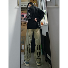 B221美式ins高街小众拉链直筒牛仔裤LK23028-P60控78，男装牛仔裤，电商B221