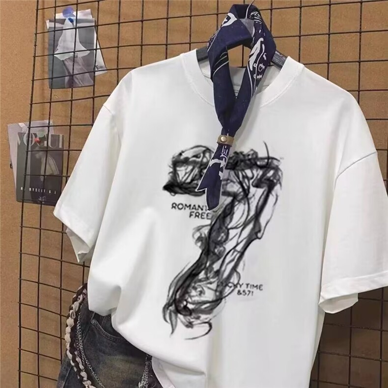 网图高品质美式半袖T恤纯棉男重磅情侣上衣914-4-D048-P35-控48,男装T恤,星座914-4