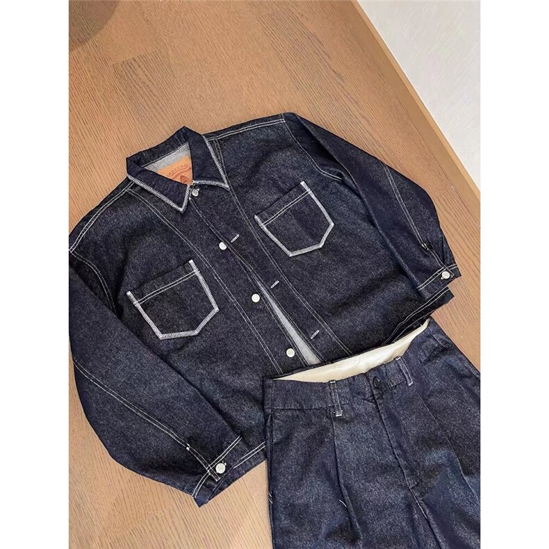 抖音品质秋款男夹克衫重磅明线拼接牛仔夹克大口袋外套DJ47P80,男装工装外套,星座1013-1