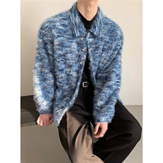得物二开高街混色仿马海毛衬衫痞帅香风垫肩衬衣外套JK1286-P90，男装衬衫，星座1103-3