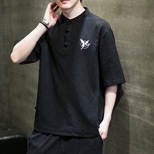 2022夏季新款刺绣复古盘扣大码休闲T恤男B343-T22088，男装T恤，电商A021